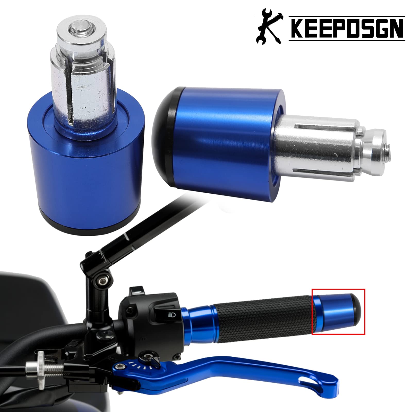 7/8" 13mm-22mm Tappi Manubrio Moto, Tappi Manubrio Moto in Alluminio Compatibili con Scooter Sport Bike Street Bike Cruiser.