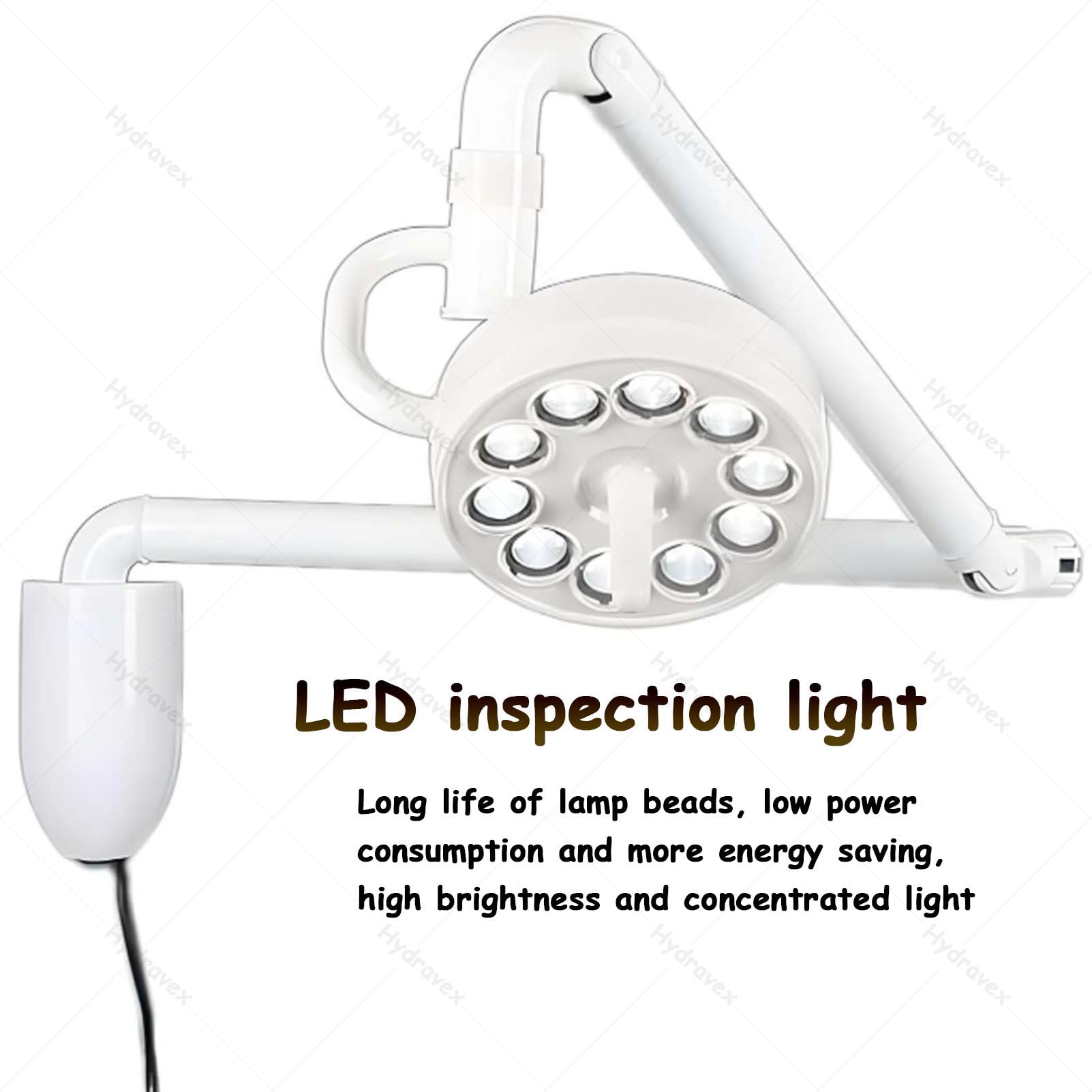 Lampada per esami medico-chirurgici orientabile a 360°, lampada da parete per uso veterinario, lampada a LED per esami chirurgici, lampada per ginecologia, ambulatorio e chirurgia odontoiatrica.