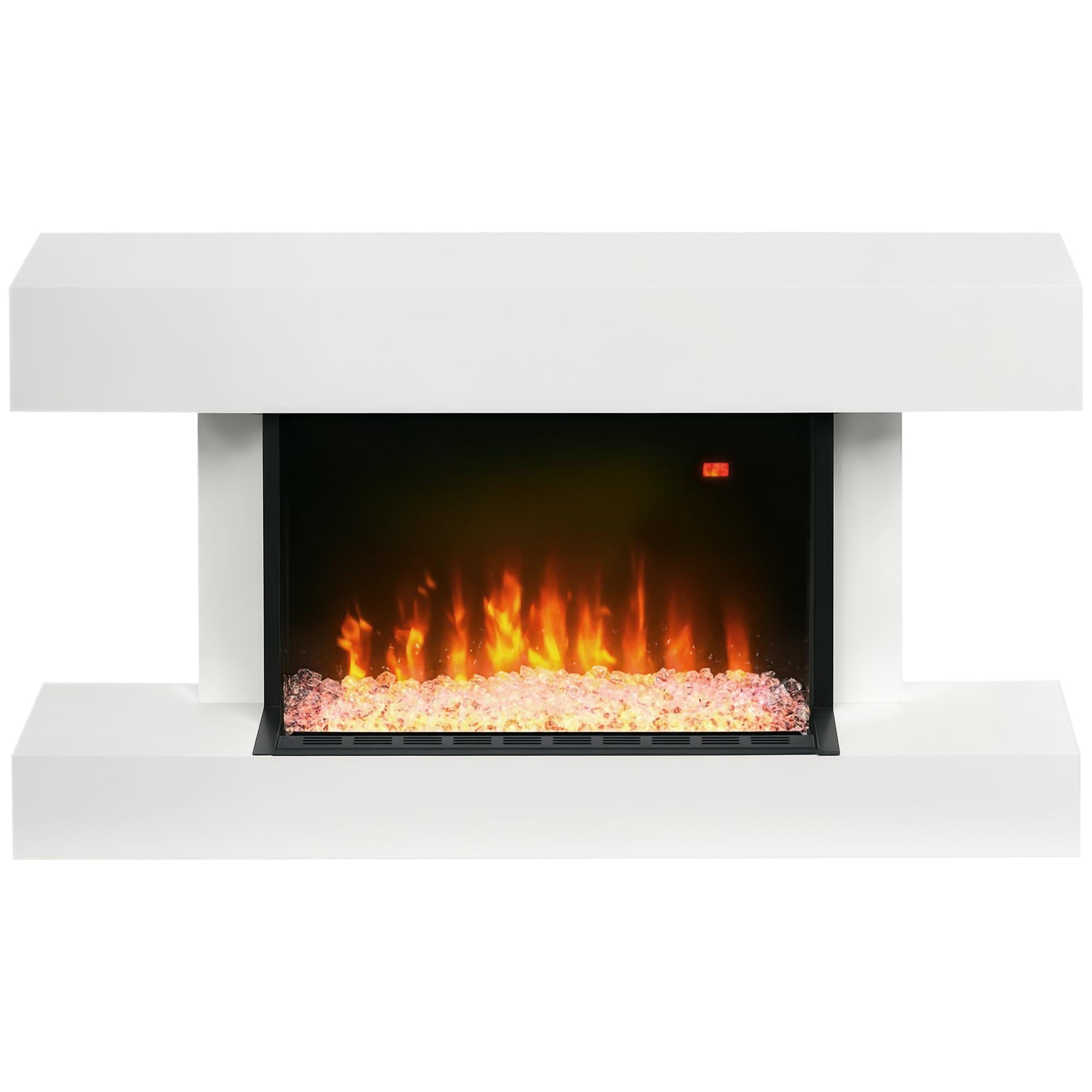 HOMCOM Chimenea Eléctrica 1000W/2000W de Pared o Pie 98x27x54,5 cm Blanco | Chimenea Decorativa, Temperatura Ajustable, Silencioso, Temporizador, Control Remoto, para Sala 15-25 m²