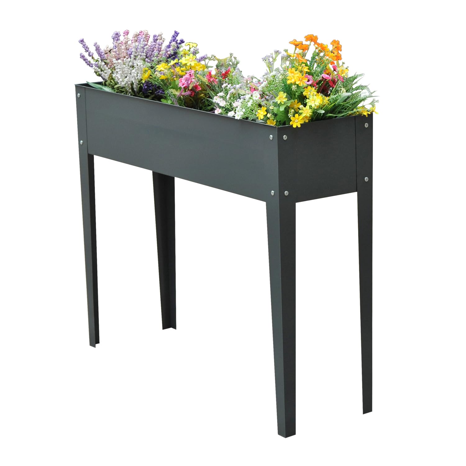 Outsunny Hochbeet Metall mit Füßen 3 Abflusslöchern 100 x 30 x 80 cm