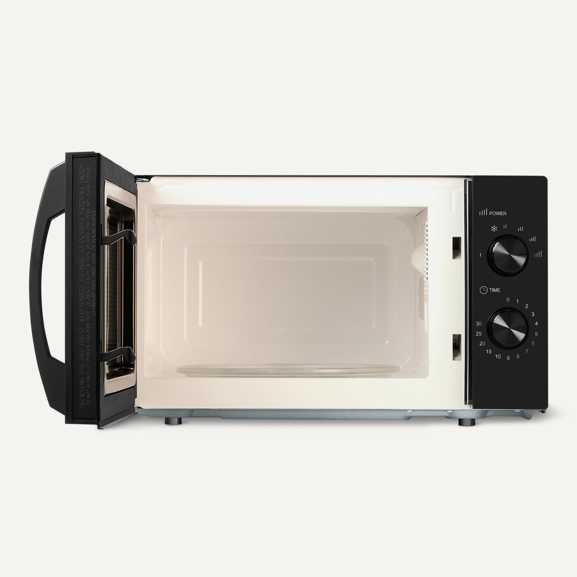 Amazon Basics Solo-Mikrowelle mit 6 Leistungsstufen und Auftaufunktion, 700W, 20l, schwarz