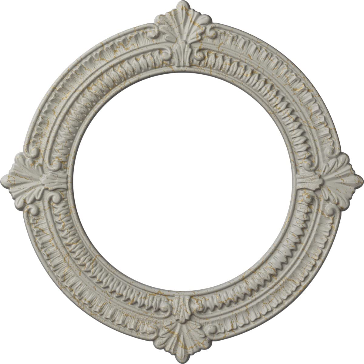 Ekena Millwork 13 1/8"OD x 8"ID x 5/8"P Benson Ceiling Medallion Fits Canopies up to 8" Ceiling Medallion, Pot of Cream Crackle