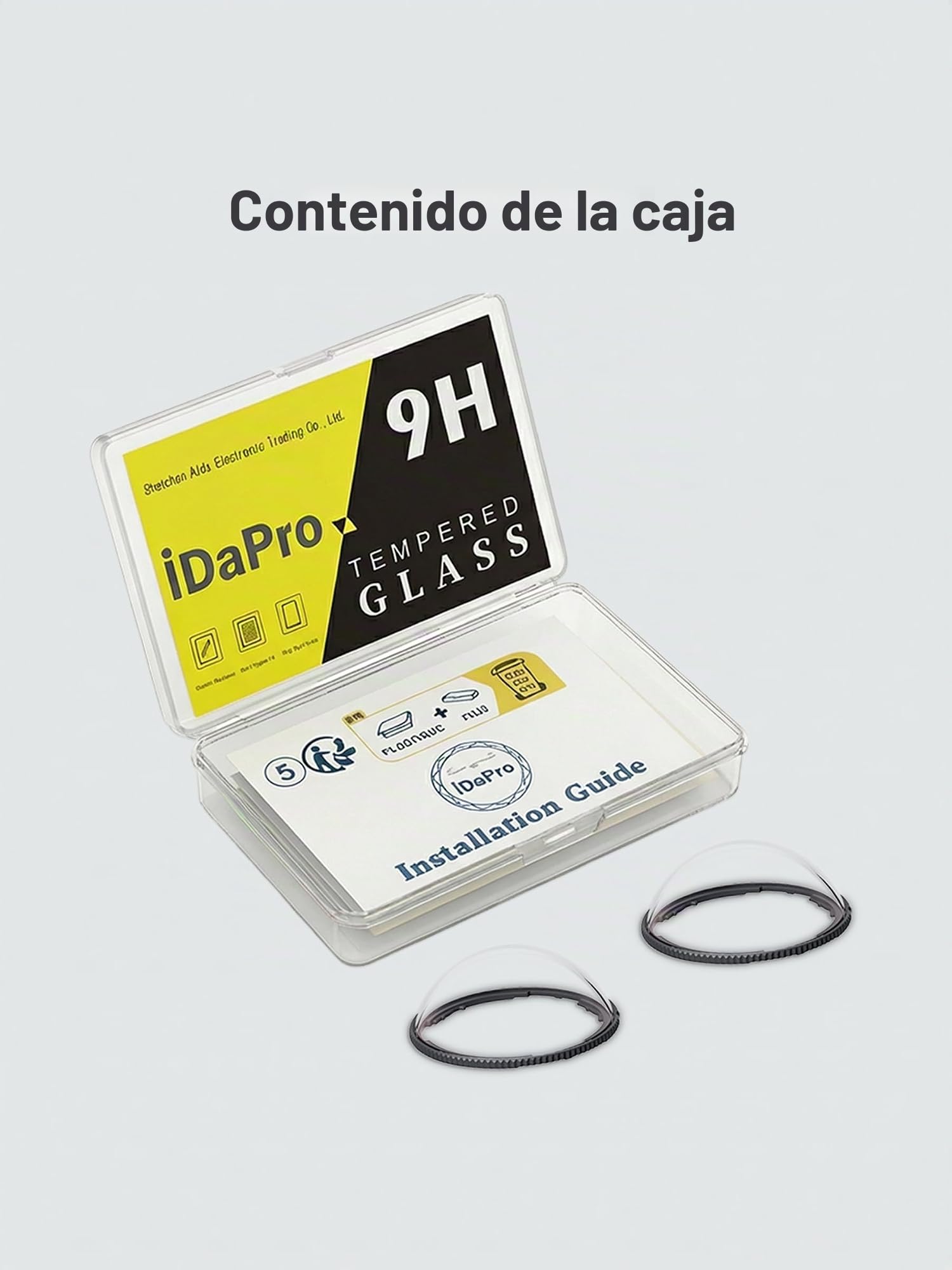 iDaPro Protector de lente para Insta360 X5, Vidrio Templado 9H | Lote de 2 + Caja ABS. Dureza 9H, Antiarañazos, Antiburbujas, HD, 0.33mm Ultrafino. Instalación por rotación. No para X3/X4.