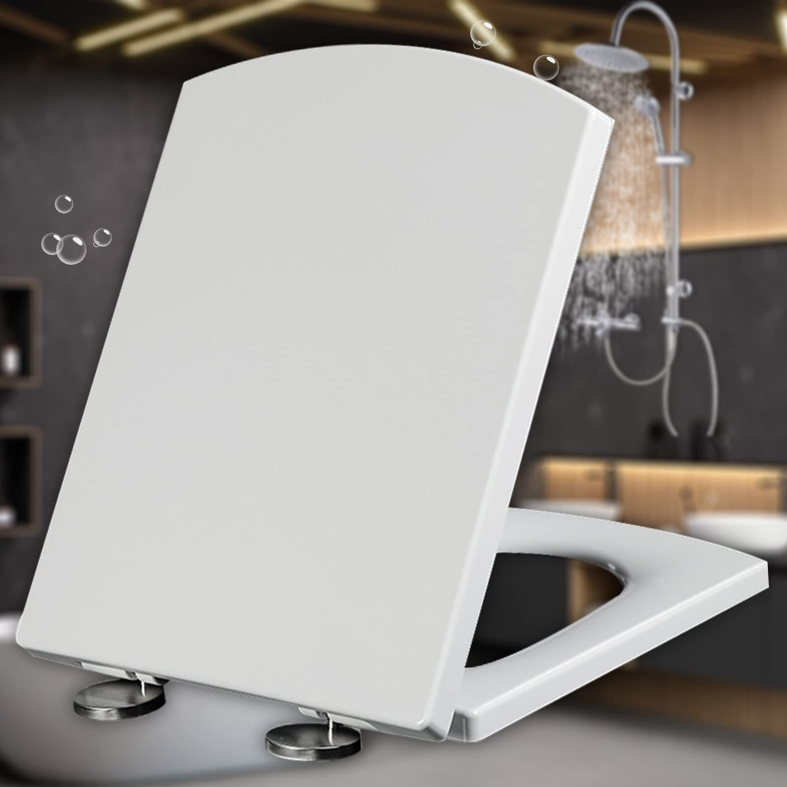 Toilet seat, Closing, Close, Adjustable, Lightweight, Durable, Portable, User-Friendly, Compact, Soft, Slow, Hinges