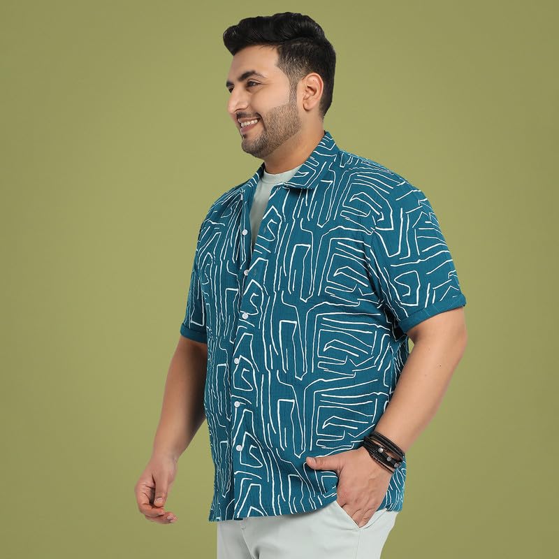 Image of Instafab Plus Men's Shirt for Casual Wear | Spread Collar | Plus-Size Fit | Long Sleeve | Button Closure | Cotton Shirt Crafted with Comfort Fit for Everyday Wear