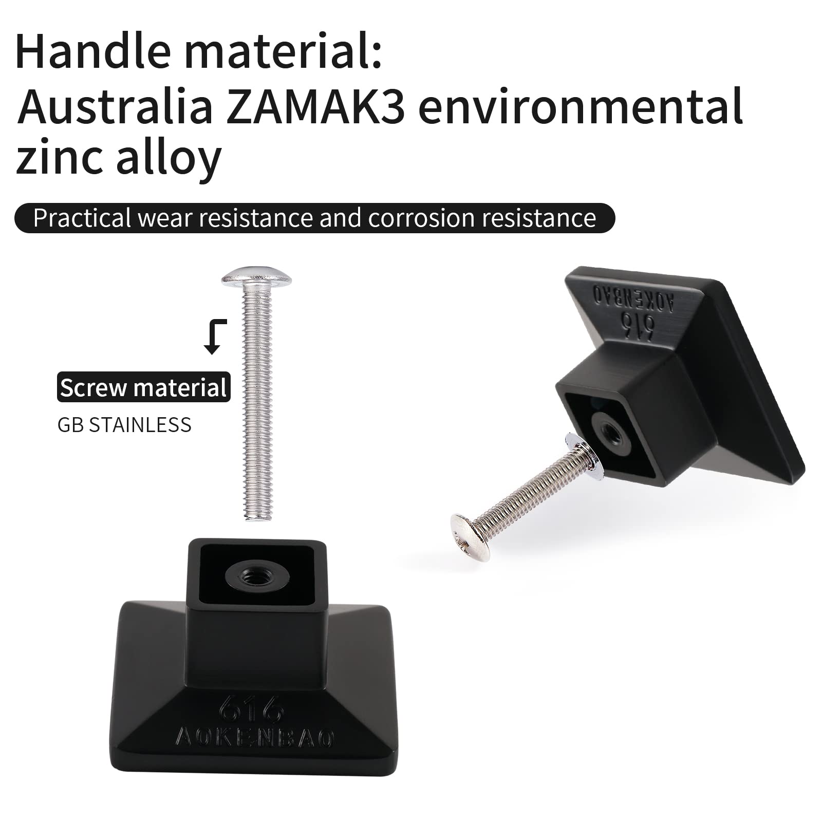 Black Square Cabinet Knobs - 6 Pack -3 Black Square Cabinet Knobs - 6 Pack -3
