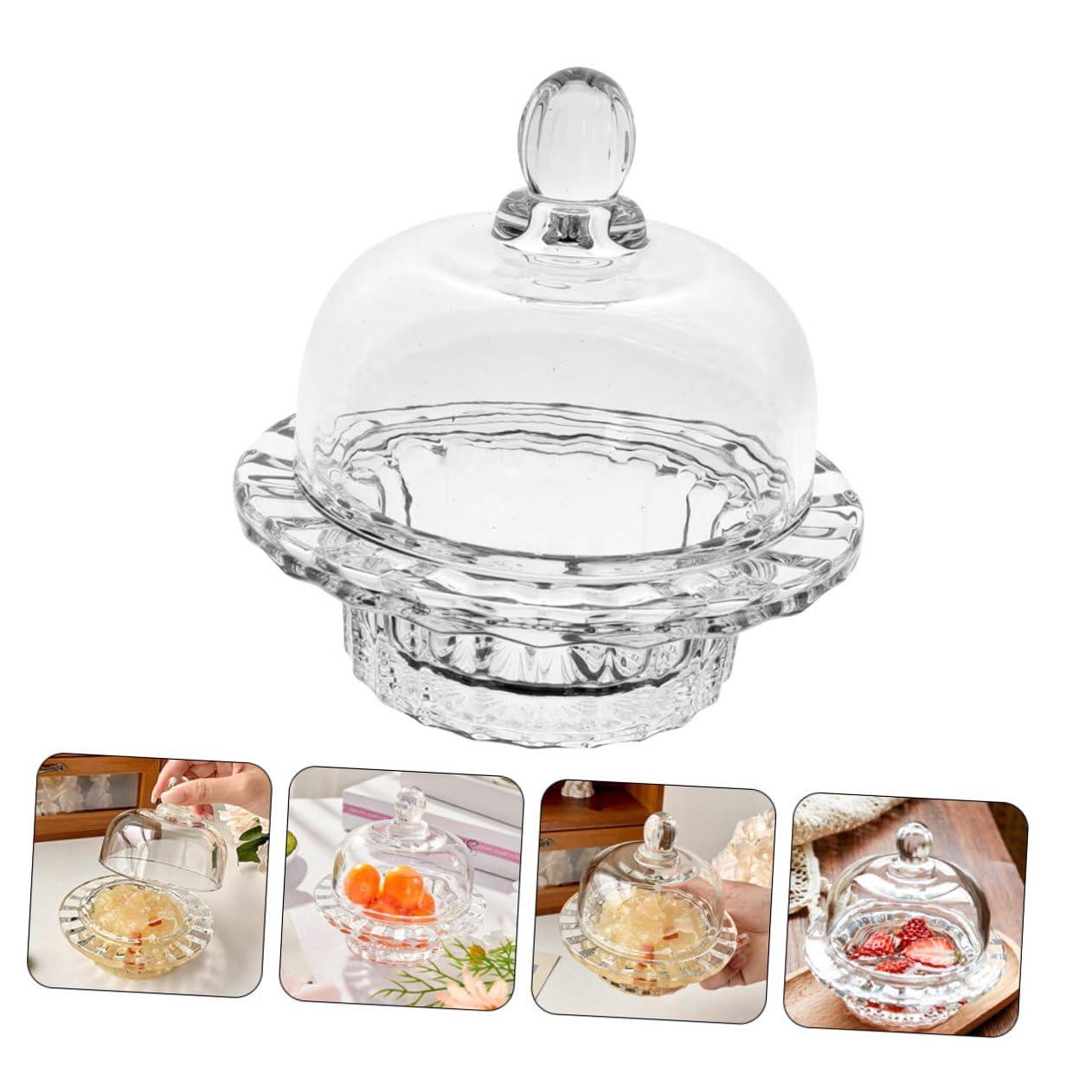 VANZACK Glasschüssel Funktionale 110ml mit Deckel Durchsichtige Kleine Eisbecher Elegante aus Sicherem Glas für Party und Tischdekoration