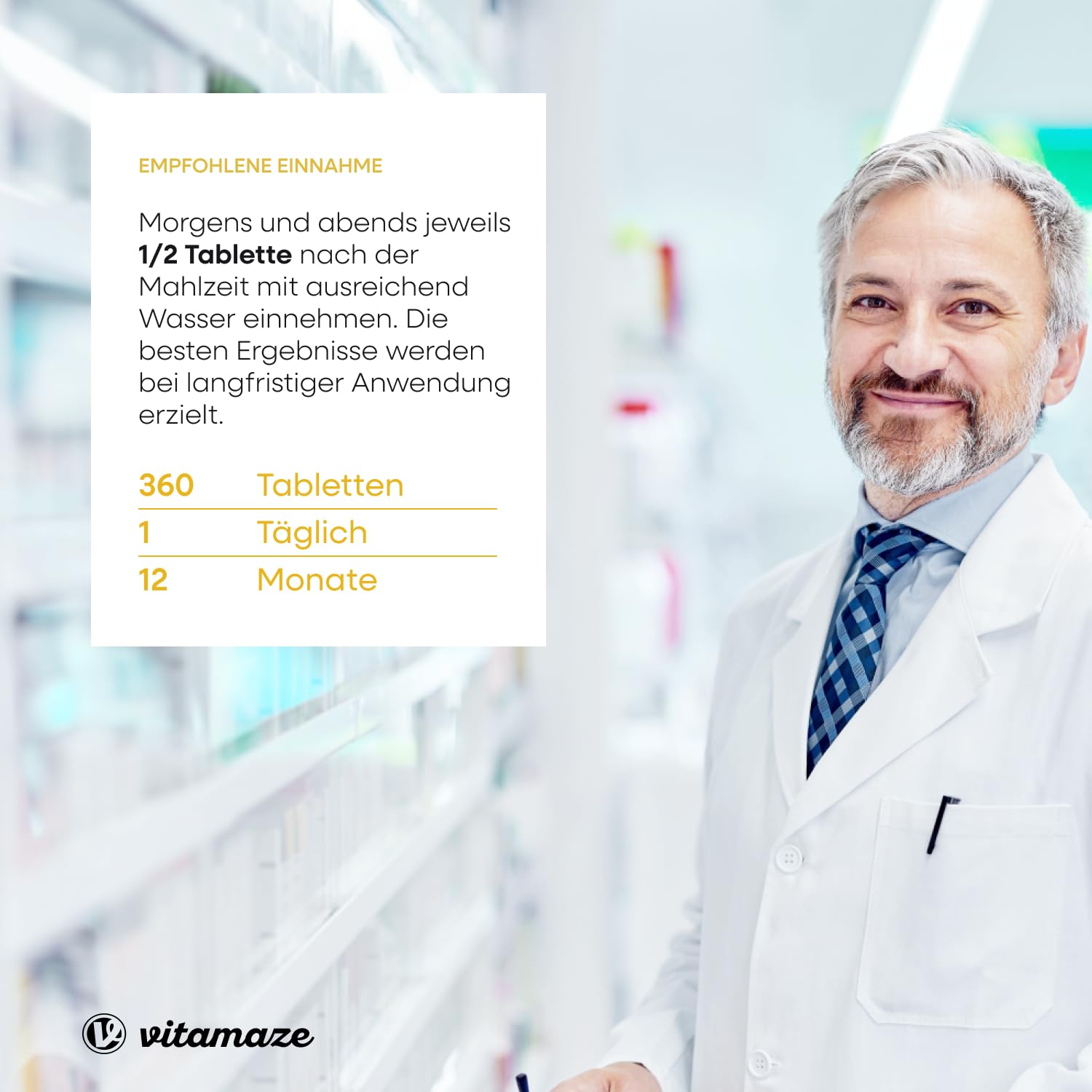 Vitamin C hochdosiert 1000 mg + Zink, 360 Tabletten für 1 Jahr, vegan & optimal bioverfügbar, Natürliche Nahrungsergänzung ohne unnötige Zusatzstoffe, Made in Germany