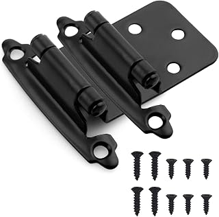 Double Elite 1/2” Overlay Matte Black Cabinet Hinges 25 Pairs (50 Pcs), Self Closing Hinges for Kitchen Cabinets/Cupboard/Furniture Doors, Cabinet Door Hinges with Upgraded Screws