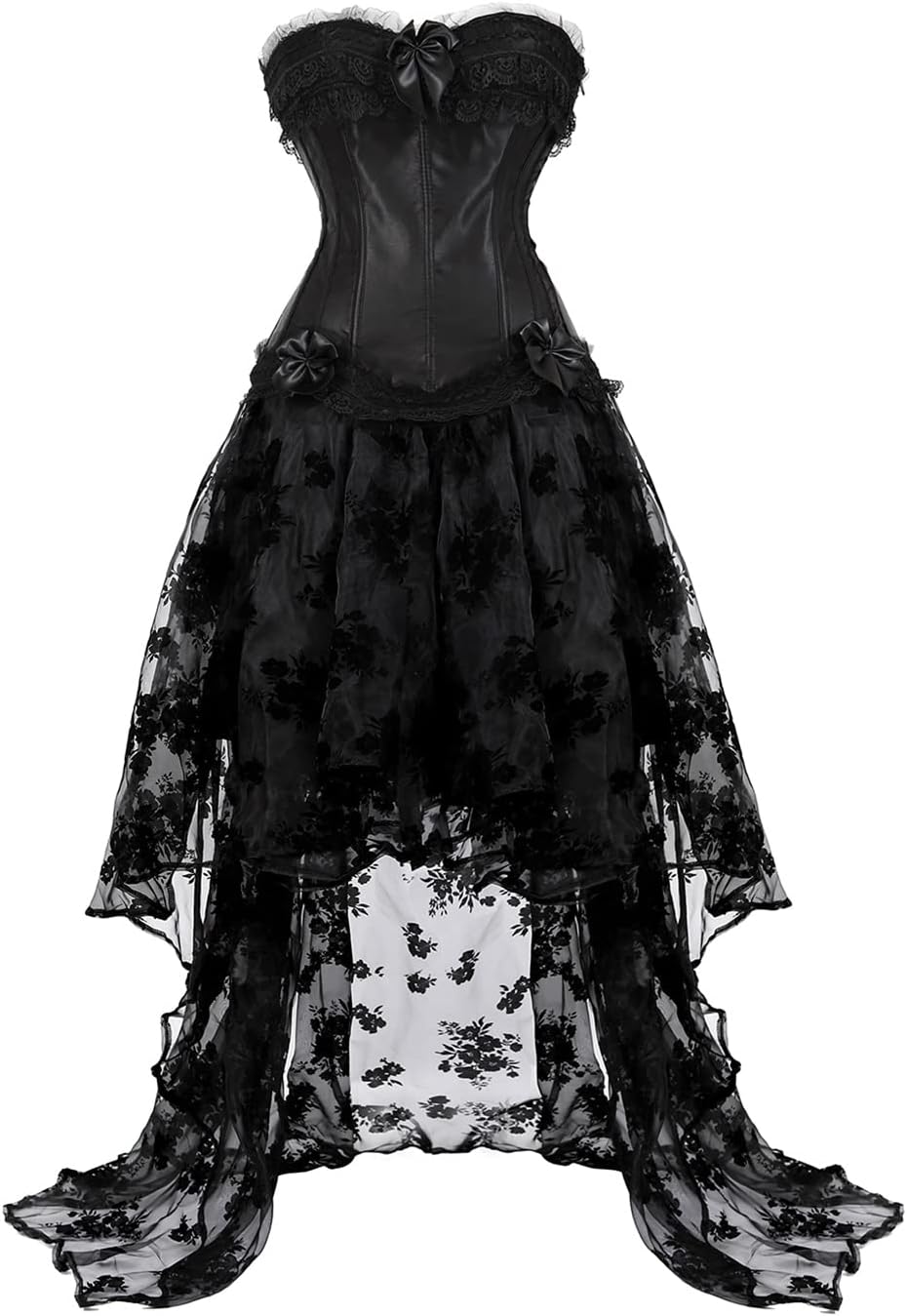 Grebrafan Steampunk Corset with High Low Skirt Partywear Zip Women Bustiers Costumes