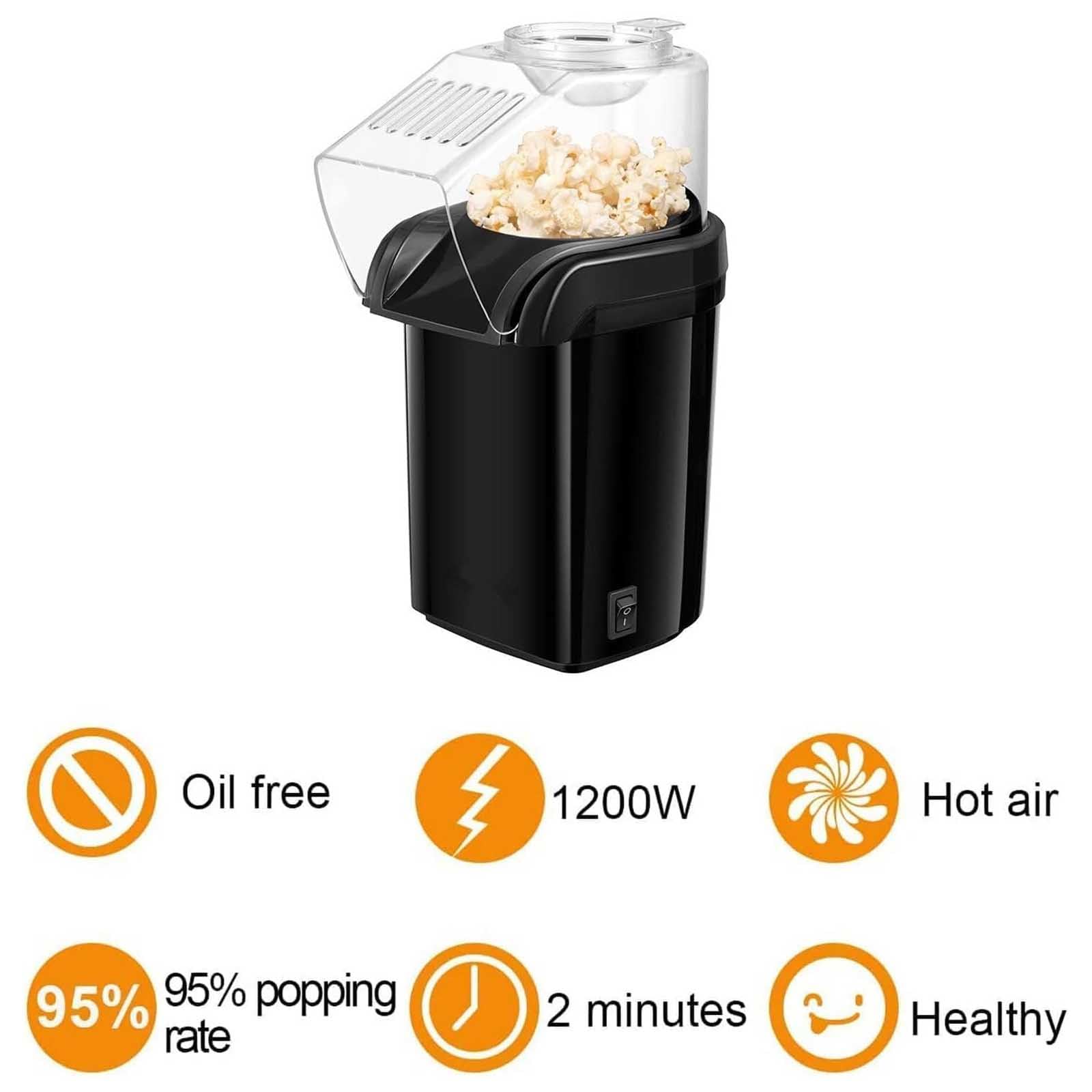 Macchina per Popcorn elettrica ad Aria Calda da 1200 W, Macchina per Popcorn ad Aria Calda, Senza Bisogno di Olio, spuntino Sano e Delizioso per Bambini, Adulti, Macchina per Popcorn