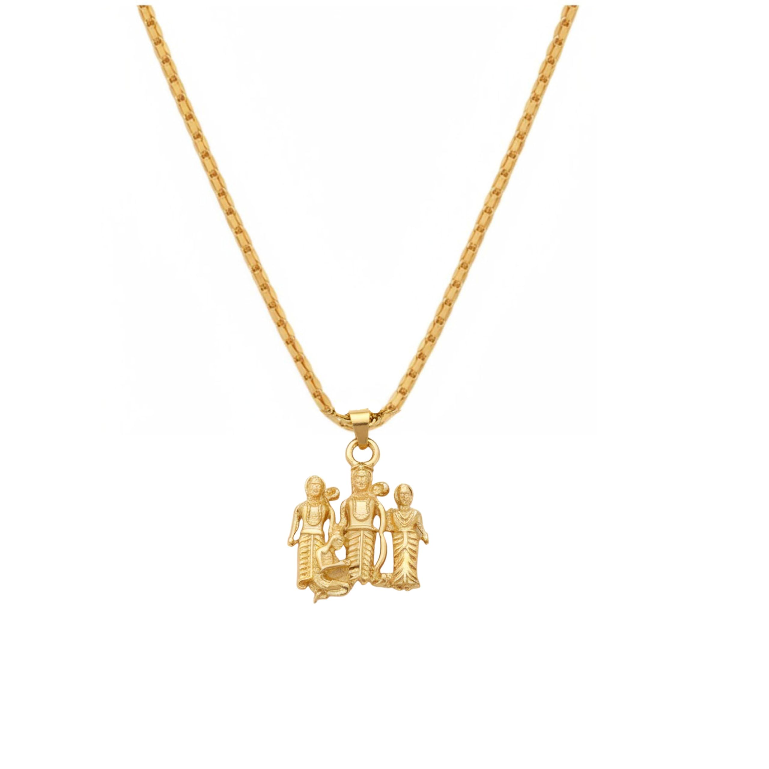 Religious Ram Darbar Pendant Necklace for Men & Women | Lord Ram Sita Lakshman Hanuman Hindu Spiritual Jewelry | Gold Finish Ramayan Locket with Chain | Pendant 28mm × 20mm Spn2025558-image-12