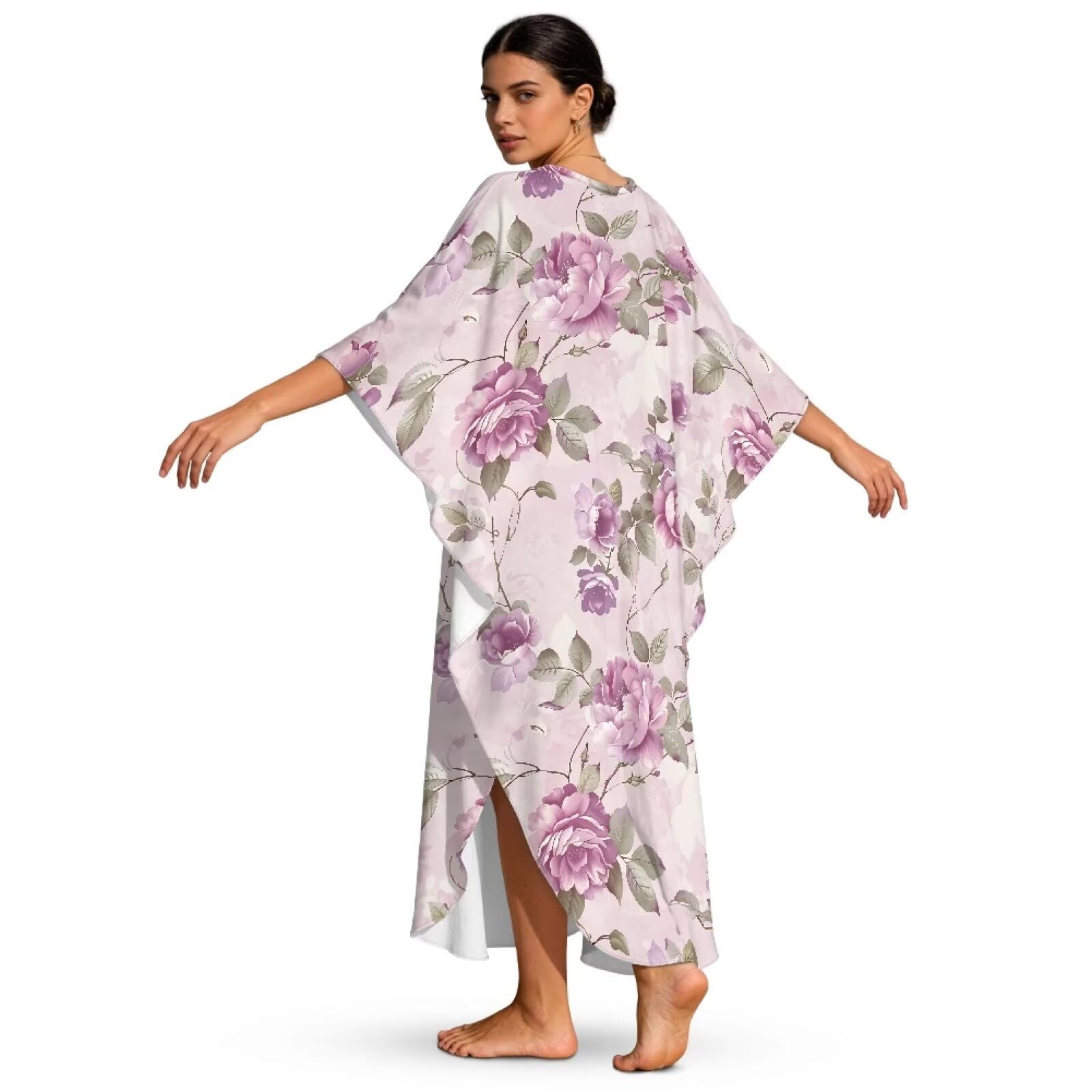 Xoenoiee Damska sukienka kaftan plus size dekolt w serek rękaw nietoperz okrycie plażowe okrycie kąpielowe okrycie kąpielowe letnia sukienka kaftan