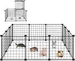 Cercado Pet, 12 Modulos Cercadinho Pet, Área de uso 111 * 111cm, Cerca para Cachorros, Animal de Pequeno Porte Cercado, Adequado para Animais de Estimação, Como Coelhos e Porquinhos-da-índia