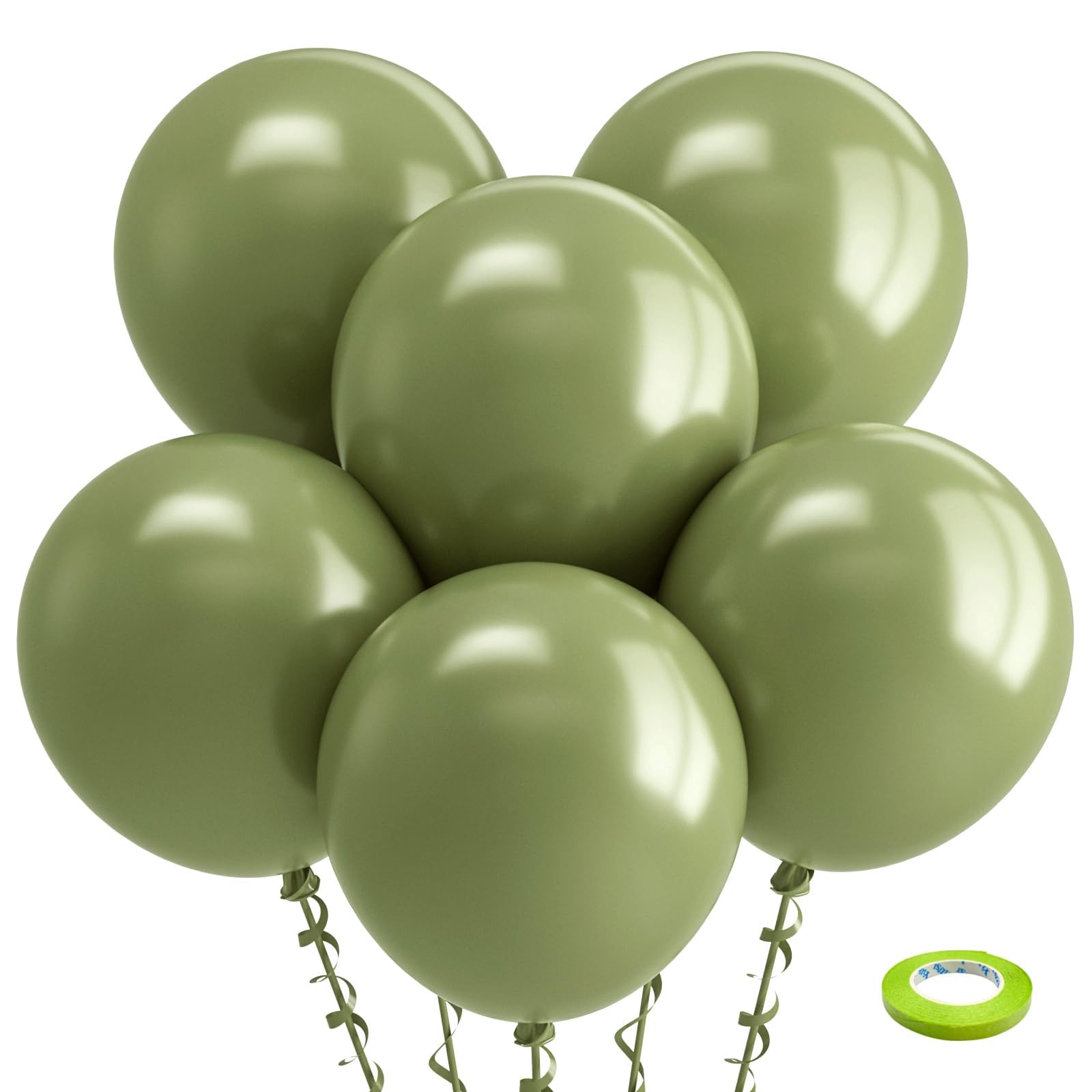 Bezente Sage Green Balloons 18 Inch (30 Pack) | Large Olive Green Latex Party Decorations - main product image