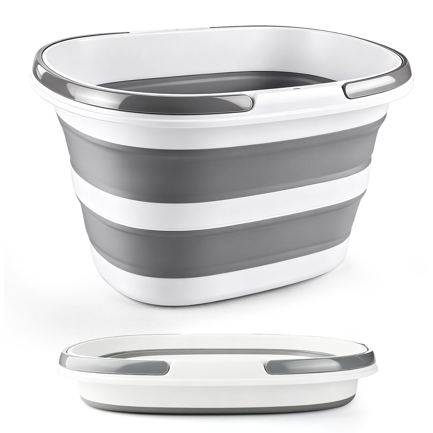 View 1 of 10L Collapsible Bucket with Handle, Foldable Ice Bucket Car Wash Buckets for Cleaning, Portable Wash Basin for Fishing Gardening Window Washing Mopping Household Use Cleaning Supplies