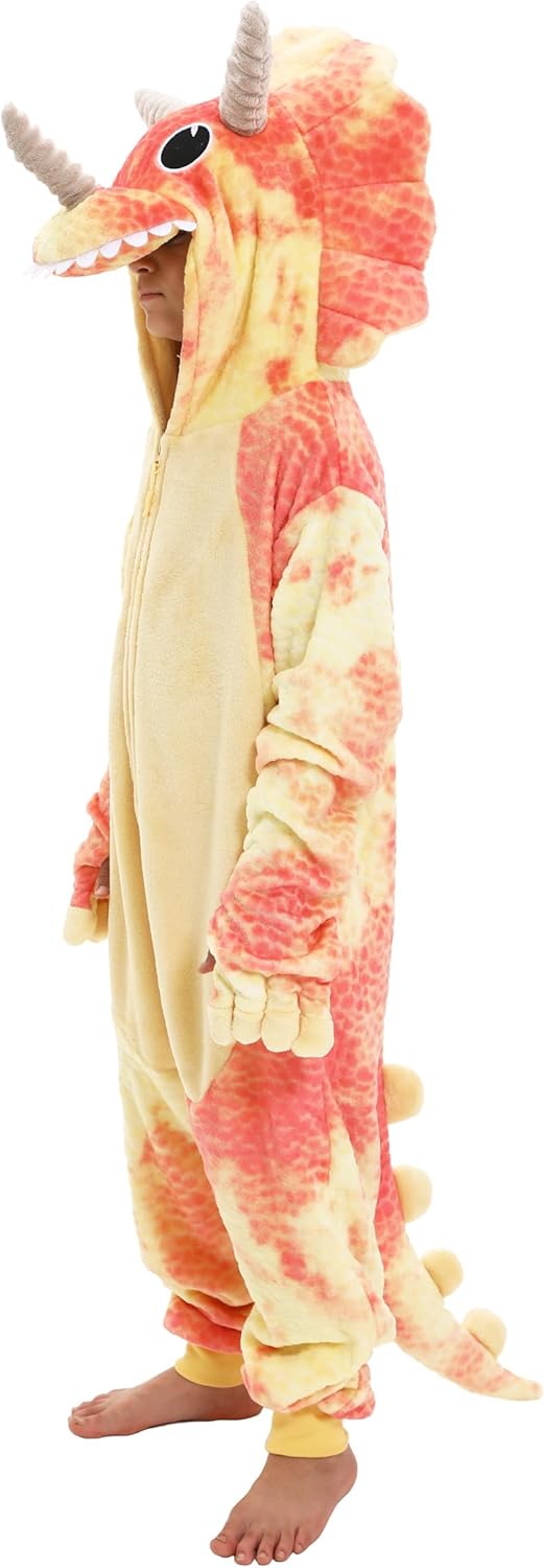 Kids & Teens Tie-dye Triceratops Onesie Costume Dino Halloween Costume - Image 4