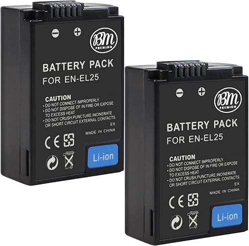 BM Premium Paquete de 2 baterías EN-EL25 de alta capacidad para cámaras digitales Nikon Z30, Z50, Z 50, Z fc