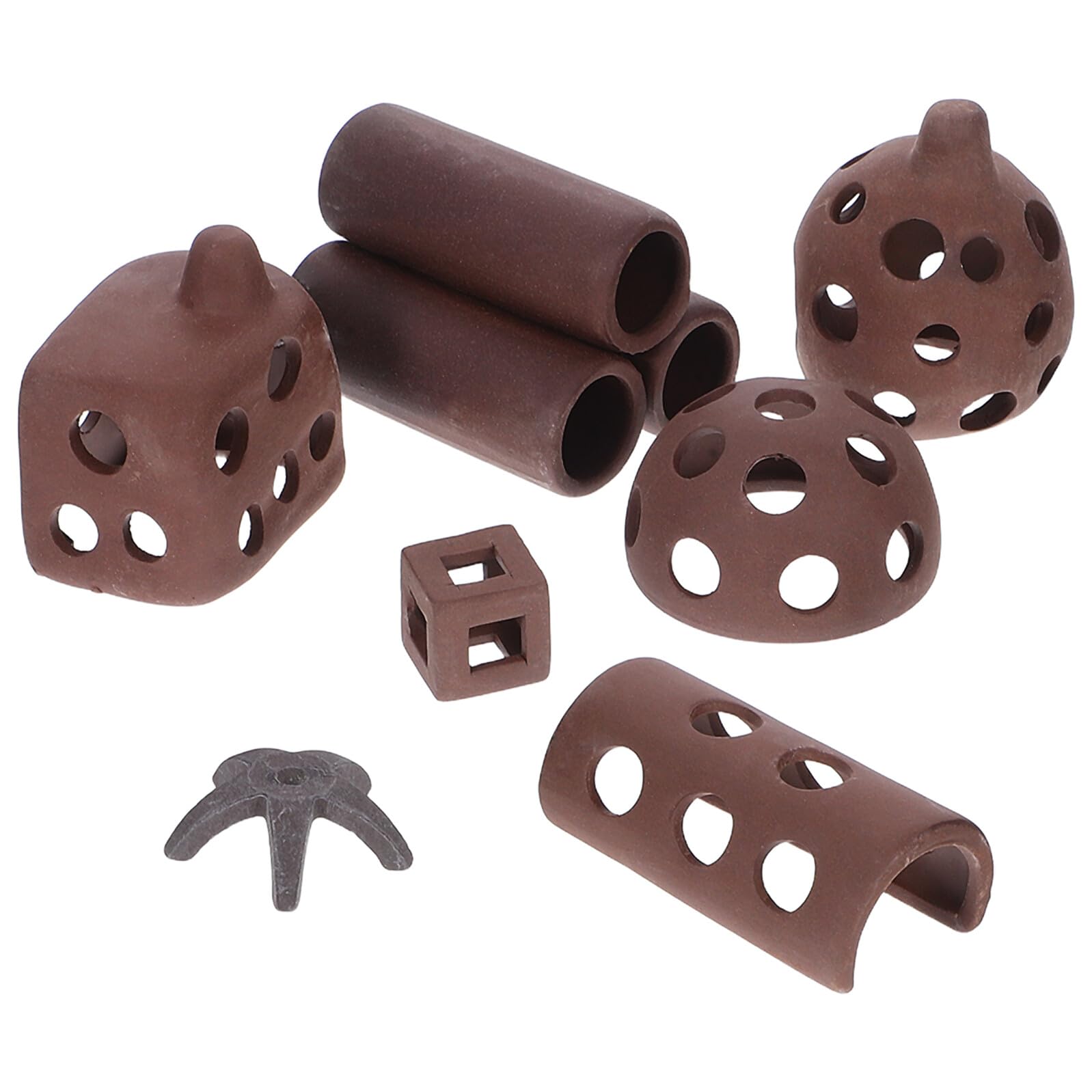 DECHOUS 7pcs Purple Clay Ceramic Fish Shrimp Shelter Hideouts Aquarium Ornament Breeding Caves Fish Tank Decoration Hides for