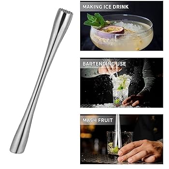Muddler Nero Per Cocktail - Pestello Professionale In Acciaio Inox Per Mojito E Bevande Alla Frutta