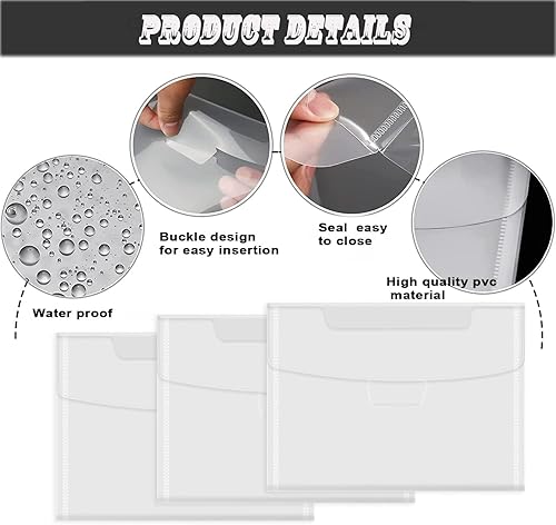 Miniatura 4 de 24 bolsas de almacenamiento transparentes para sellos y troquelados, 5 x 7 pulgadas, 7 x 9.4 pulgadas, sello de plástico resellable, álbum de