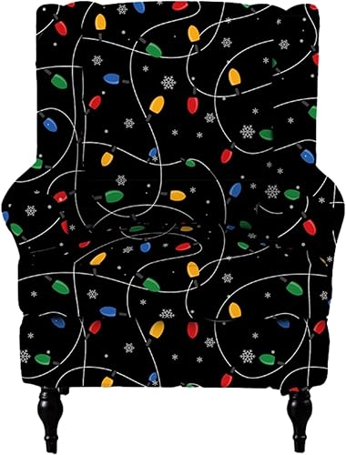 PEKJI Fundas de silla con respaldo de alas de Navidad, fundas antideslizantes para sillón con respaldo de alas (A02)