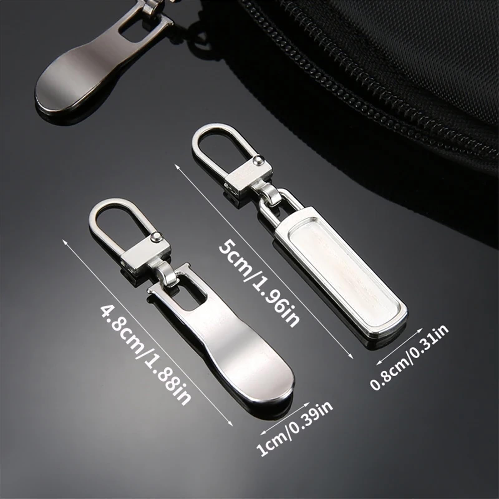 Tiradores de cremallera, 10 tiradores de cremallera desmontables para maletas, bolsas, ropa, manualidades de costura (plata antigua)