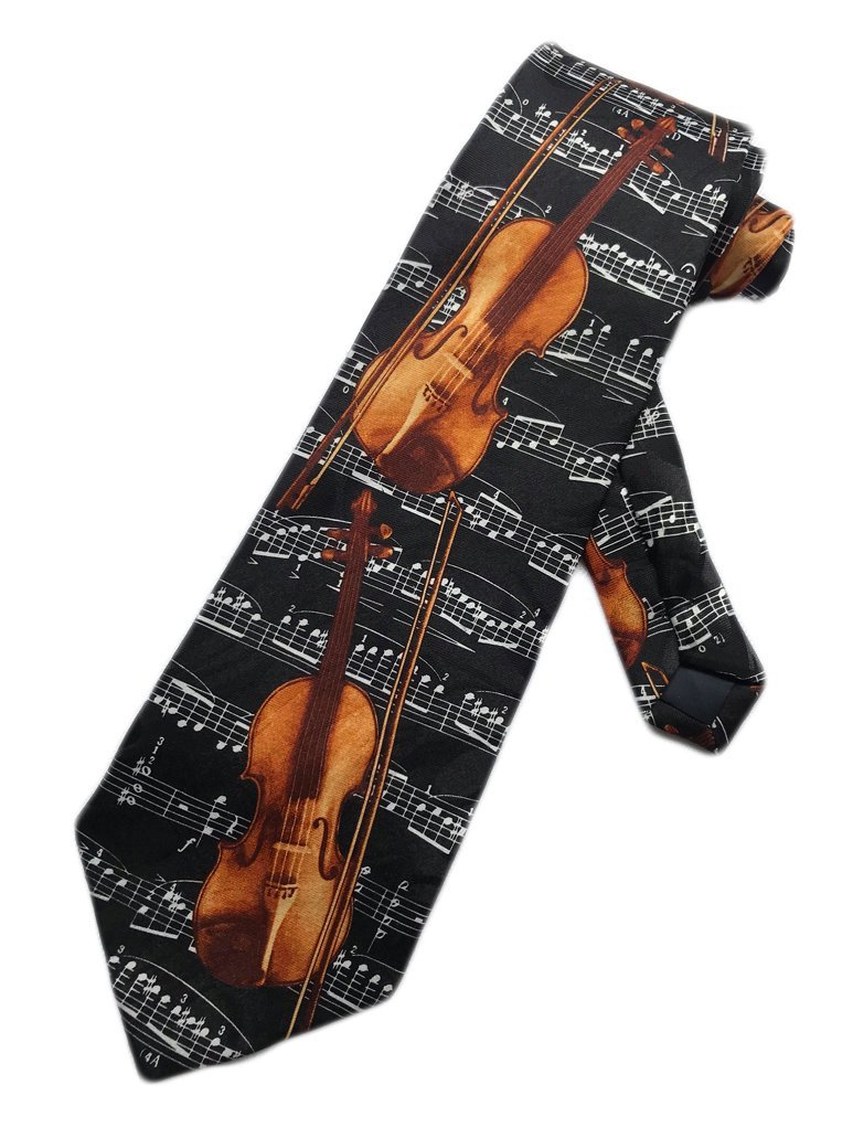 Steven Harris Mens Violin Sheet Music Necktie - Black - One Size Neck Tie, Black