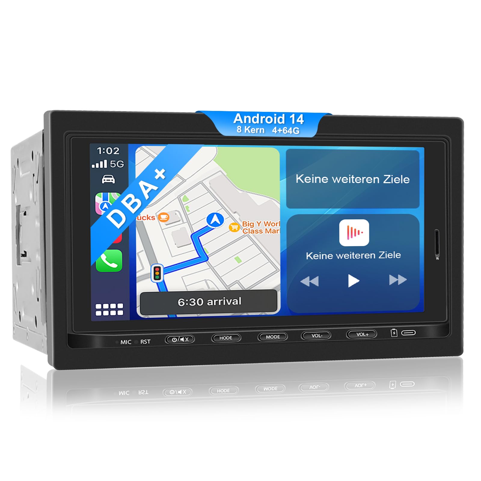 4G+64G 8 Core (2CA75+ 6CA55) Autoradio Android 14 con schermo, autoradio doppio Din da 7 pollici, autoradio DAB Plus per la maggior parte dei modelli, CarPlay wireless e Android Auto, navigazio