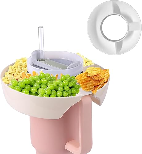 Tazón de aperitivos para vaso Stanley de 40 onzas, anillo reutilizable compatible con la taza Stanley con asa Spinner Snack Bowl en la parte