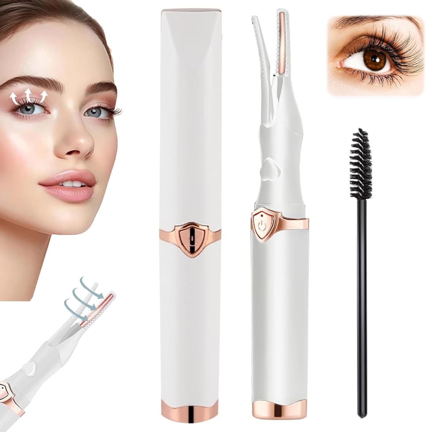 Heated Eyelash Curlers,Heated Eyelash Curlers, 2025 Rechargeable Heated Eyelash Curler for Quick Heating Curling,Eyelash Curler,Keeps Lashes Curled for 8 Hours (White)