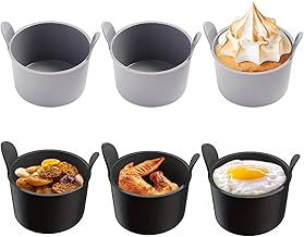 6PCS Ramekins for Air Fryer, Food Grade Air Fryer Egg Poacher, Silicone Egg Poachers, Air Fryer Accessories,Poached Egg Moulds Christmas Egg Boiler Mold for Air Fryer Microwave and Oven