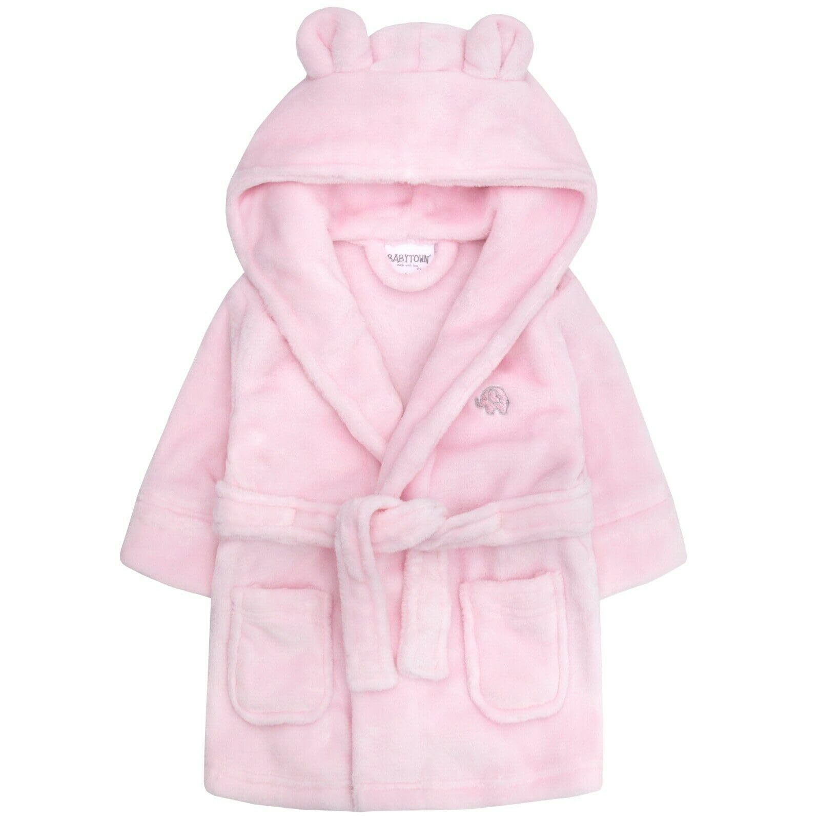 Baby Boys & Girls Unisex Dressing Gown (Ages 6-24 Months) Soft Plush Flannel Fleece Hooded Bath Robe - 1