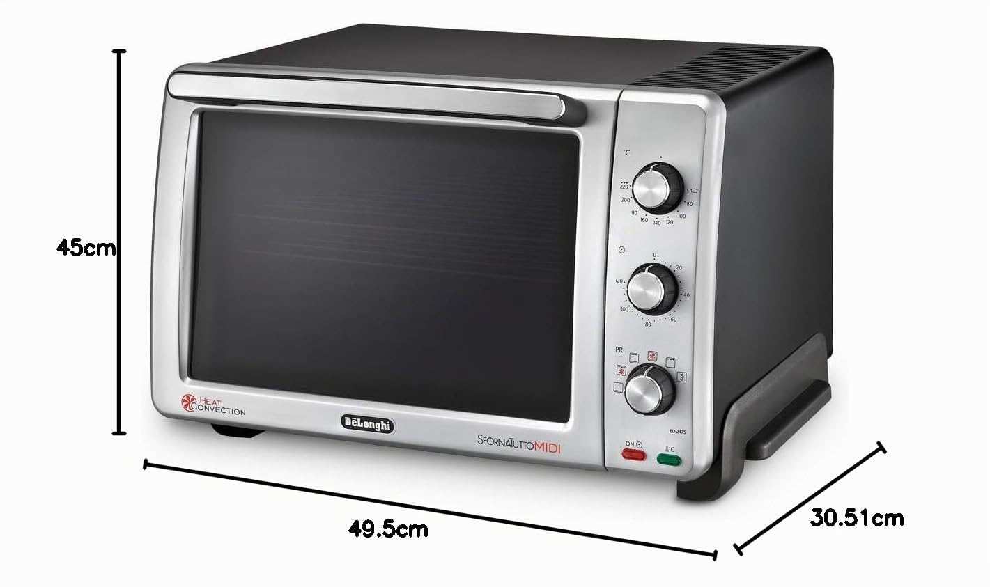 De'Longhi - Horno eléctrico Sfornatutto Midi EO 24752, 24 litros, 2000 W, plateado