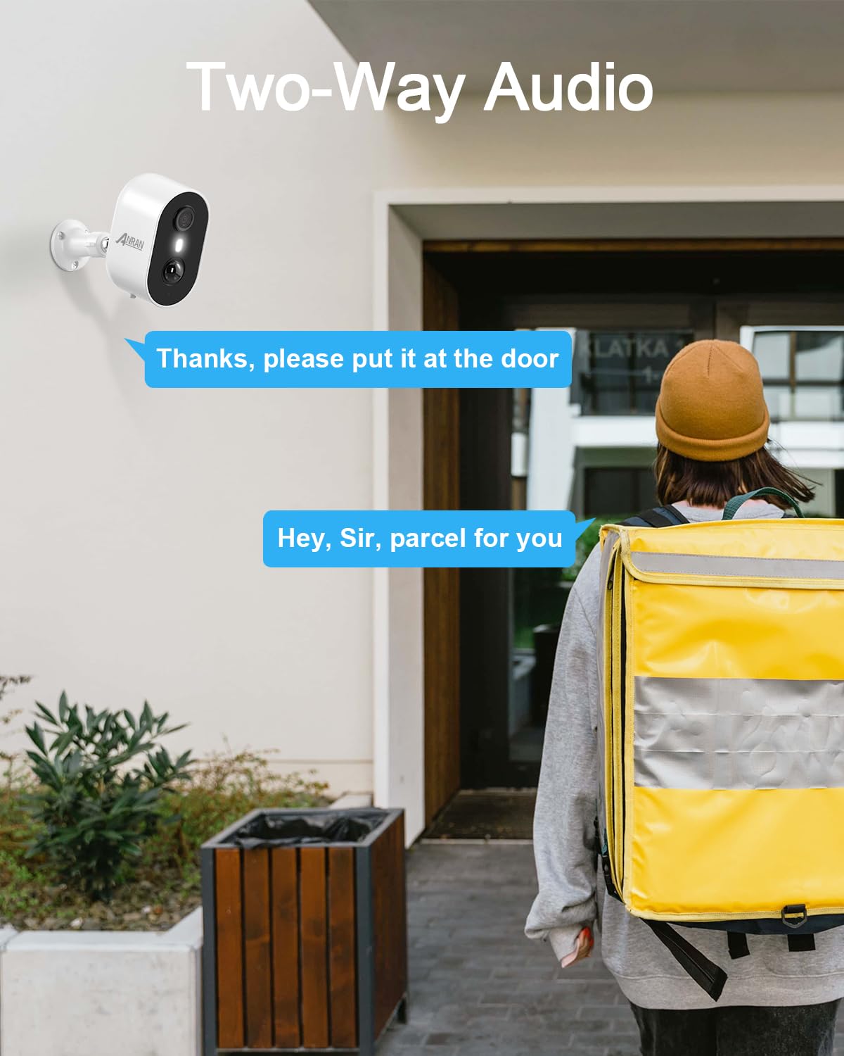 ANRAN Telecamera Wi-Fi Esterno Batteria Senza Fili 2K | Videocamera Sorveglianza con Visione Notturna a Colori, Rilevamento del movimento, Audio Bidirezionale, Alexa Supporta