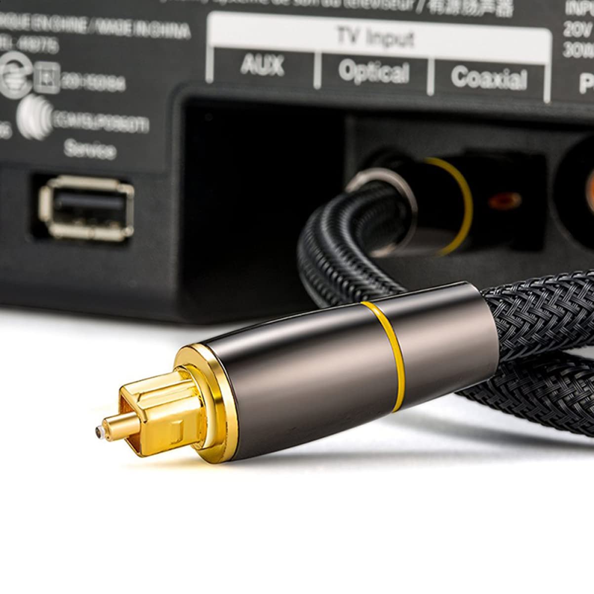 KOMBIUDA Cavo Audio Ottico in Fibra Ottica Nero, Copertura Protettiva, Qualità del Segnale, per Console di Gioco,