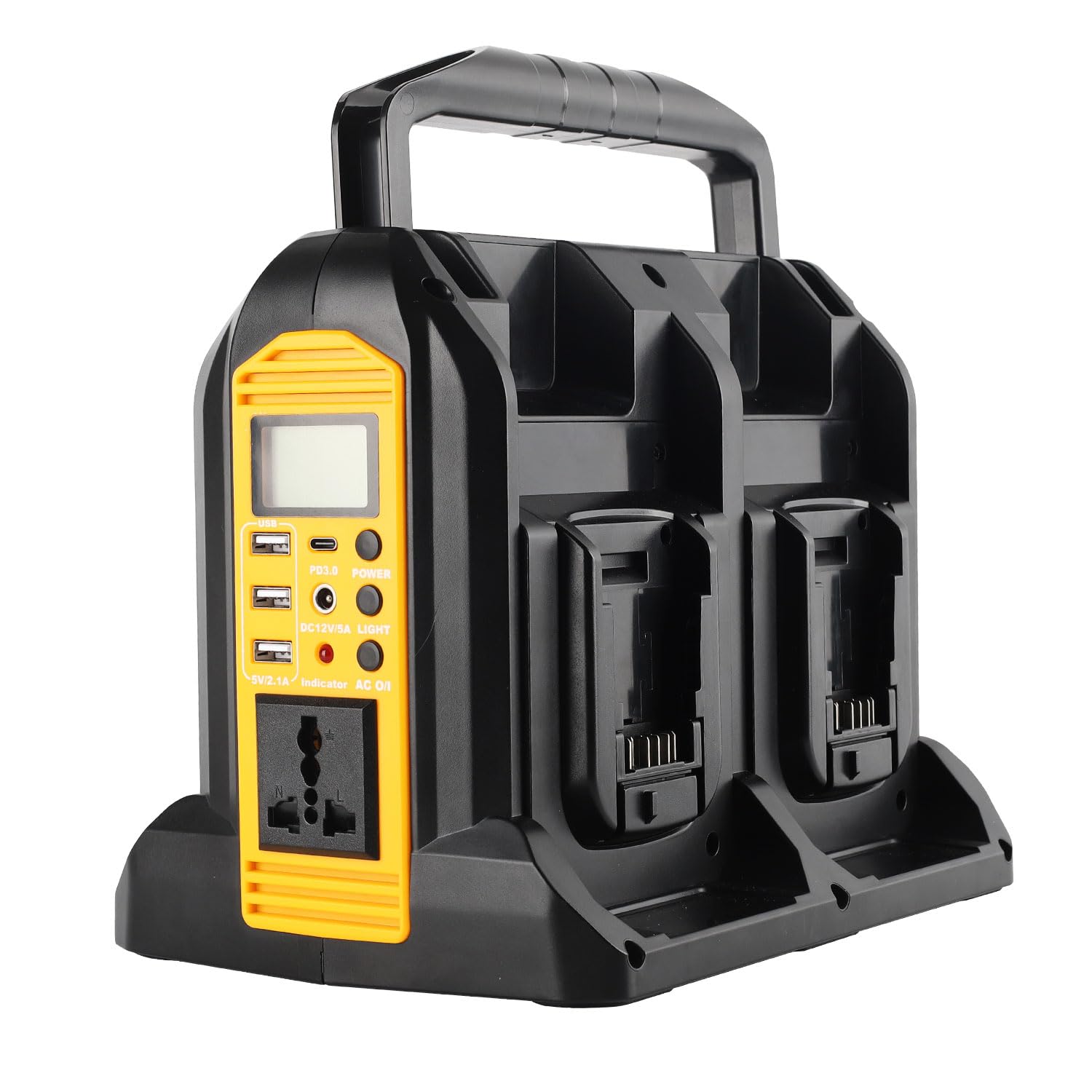 350W Power Inverter for Dewalt 20V 60V Li-ion Battery,4-Port Pure Sine Wave Inverter (20V to 120V) with LED Light 1 USB-C Port 3USB-A Ports 1DC Port Power Station for Outdoor Camping (Tool Only)