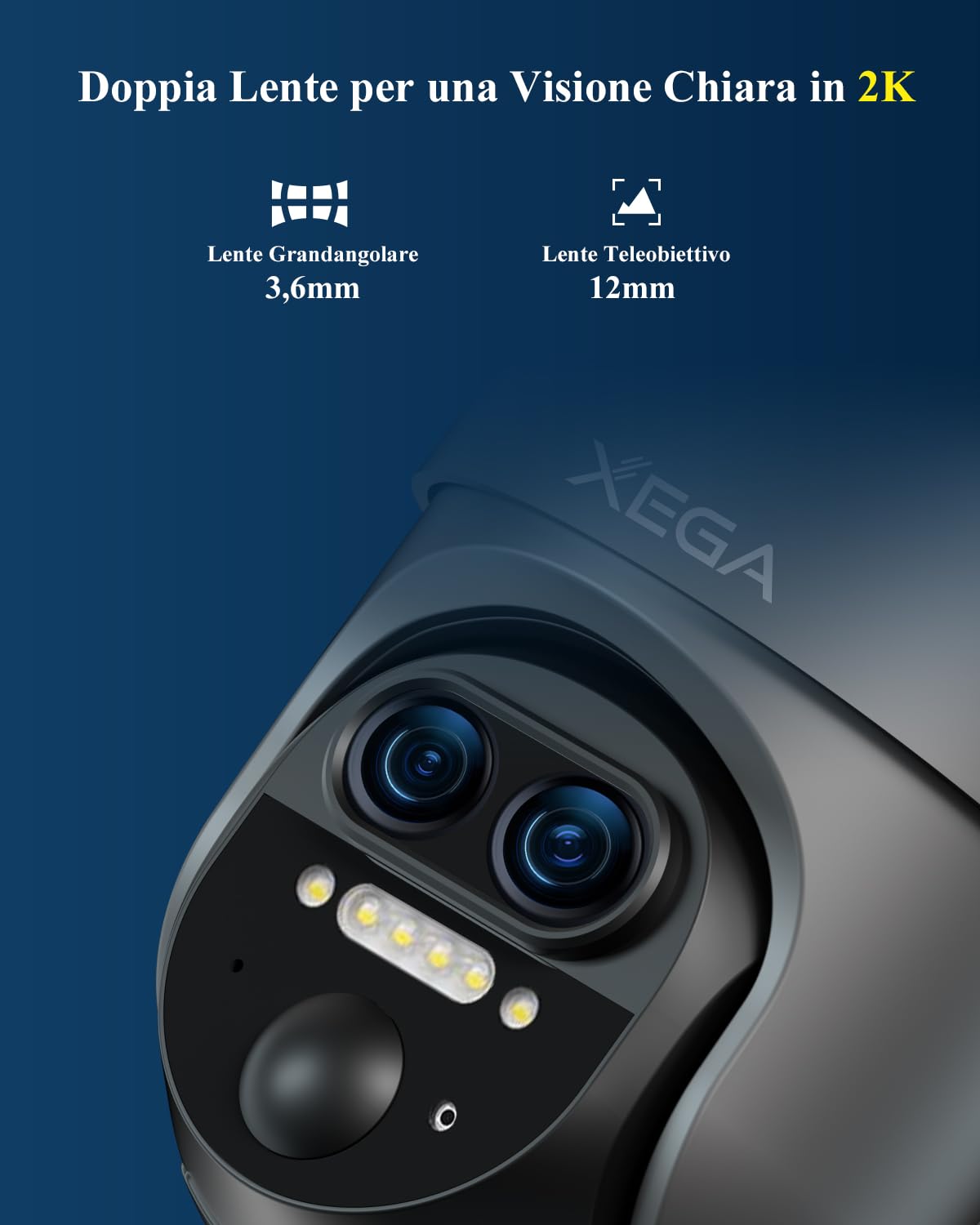 Xega 4G LTE 12X Zoom Ibrido Telecamera Esterno con SIM Scheda,2K HD PTZ Doppio Obiettivo Telecamere Senza Fili con Pannello Solare 10400mAh Batterie,30m Visione Notturna,Détection Humaine,TF/Cloud
