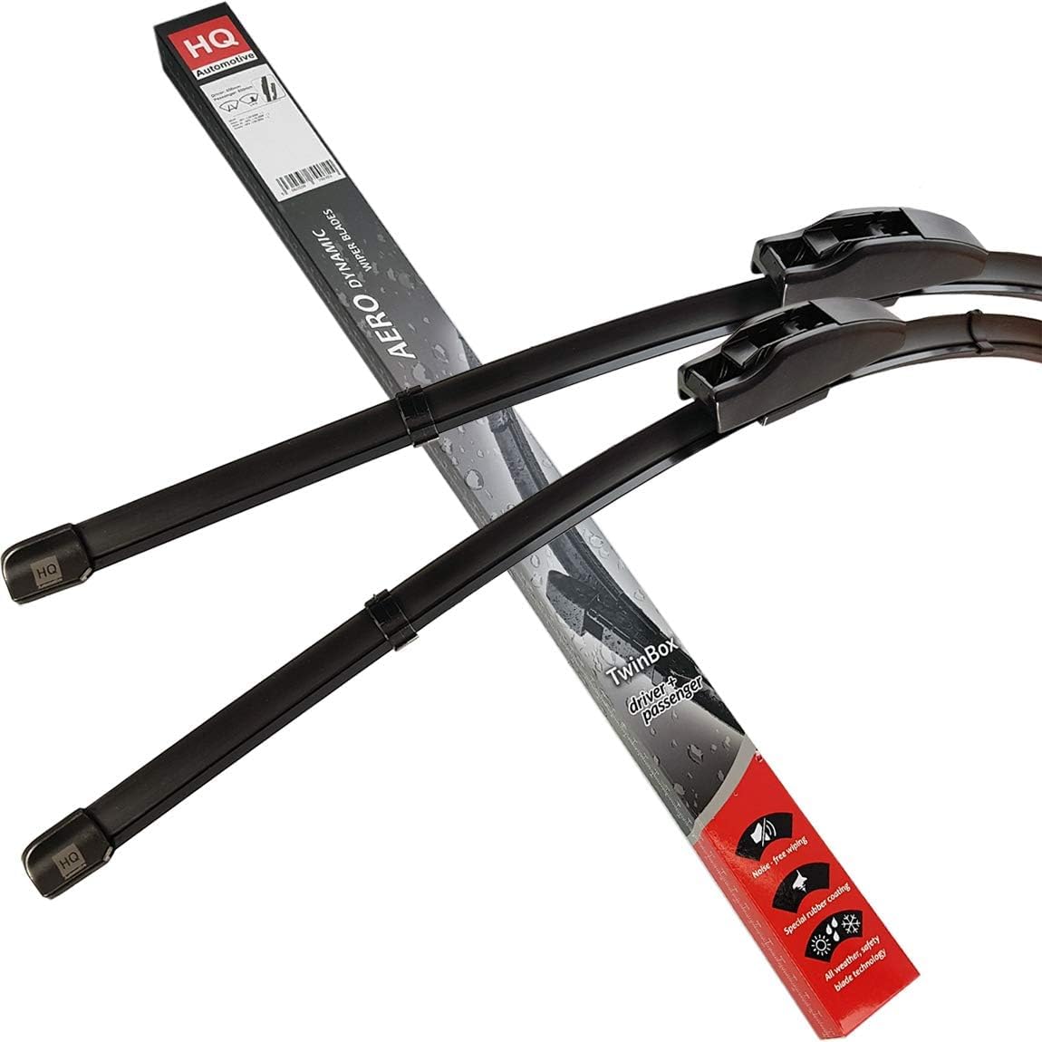 Set of Front Frameless Flat Aero Wiper Blades HQ Automotive - AD91-221 Twin Box