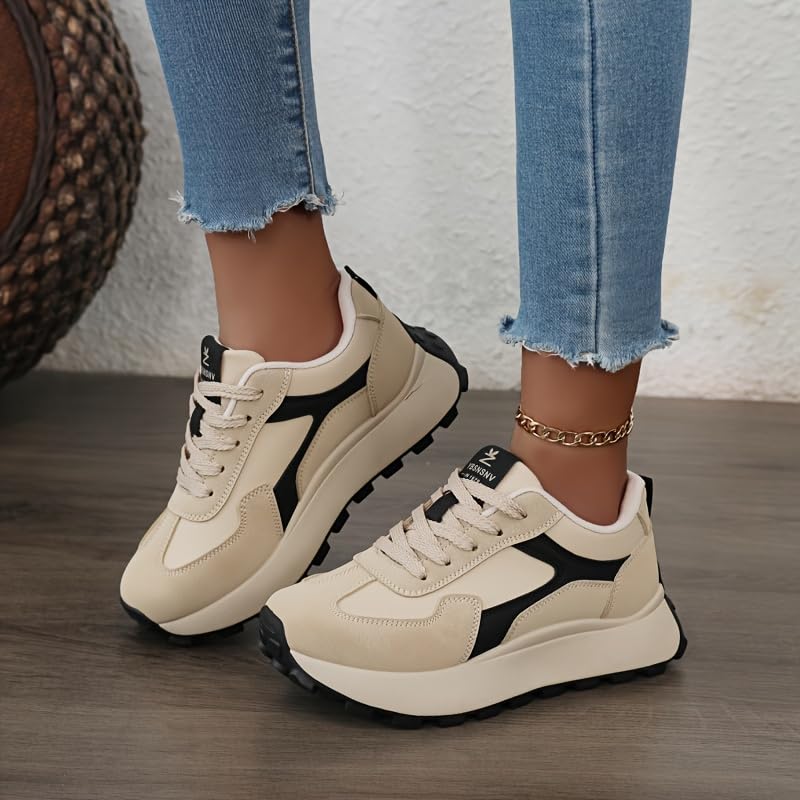 Women's Fashionable Casual Platform Sports Shoes with TPU Cushioning Sole, Providing Comfortable Foot Sensation. Suitable for All Seasons and Suitable for Daily use and Office wear.3