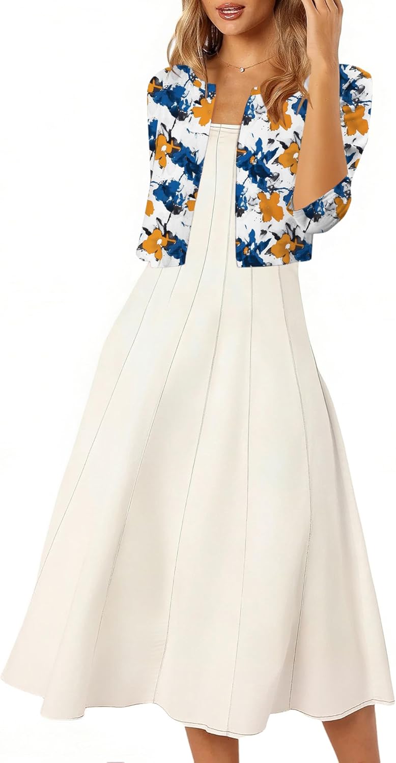 CRAZY GRID Women's Summer Lightweight Cardigan 3/4 Sleeve Shrugs Knit Bolero Open Front Cropped Cardigan for Women S-XXL - Image 4