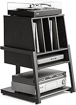 FITUEYES Design Mobile Giradischi 4-level, Mobile HIFI Contiene 120 Record, Carico Massimo 50 kg, Adatto per Soggiorno, Sala Musica, Nero