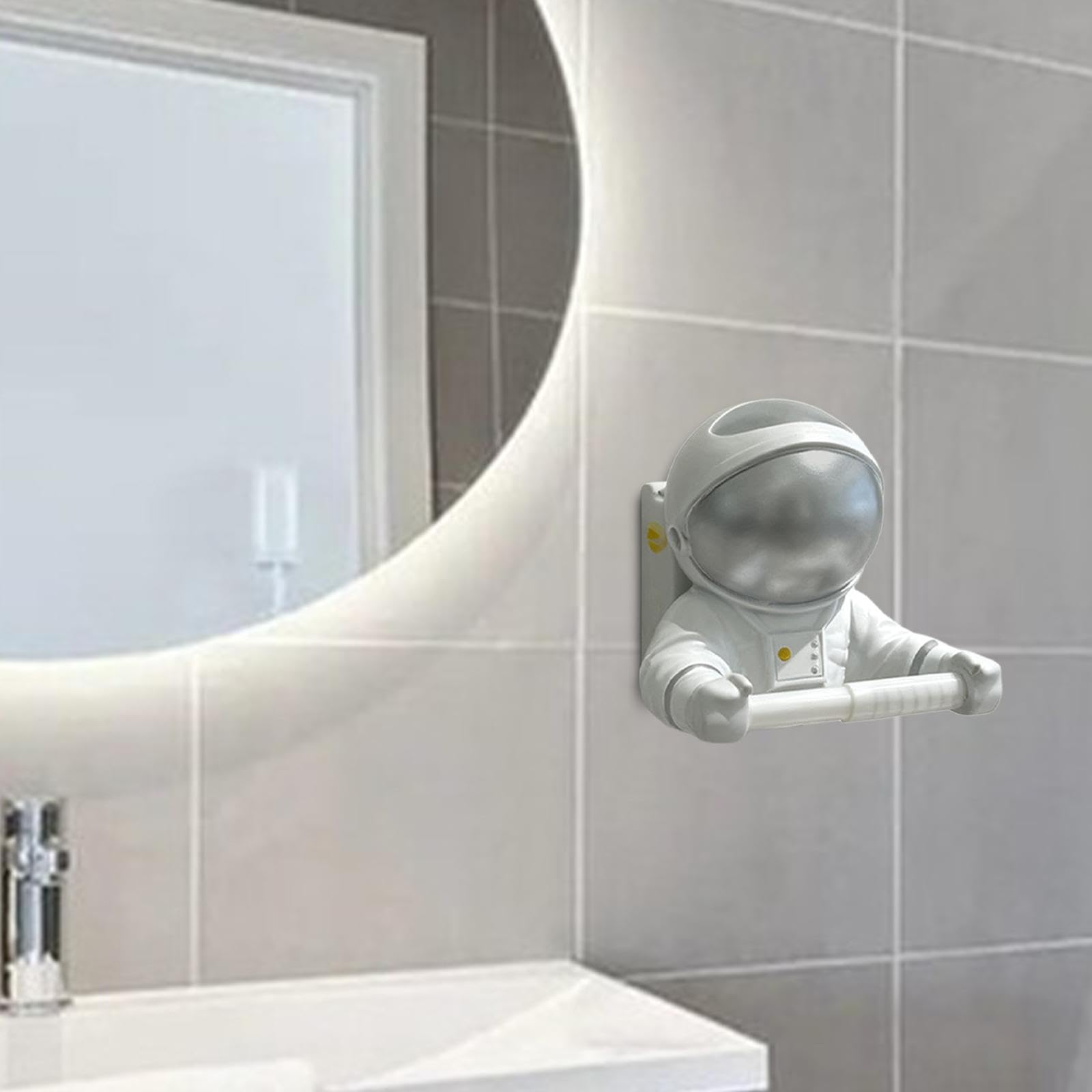 Porta Papel Higiénico de Baño Soporte de Rollo Organizador de Papel Vinilo Decorativo Funcional Adecuado para Hogares Habitaciones Infantil, Plata