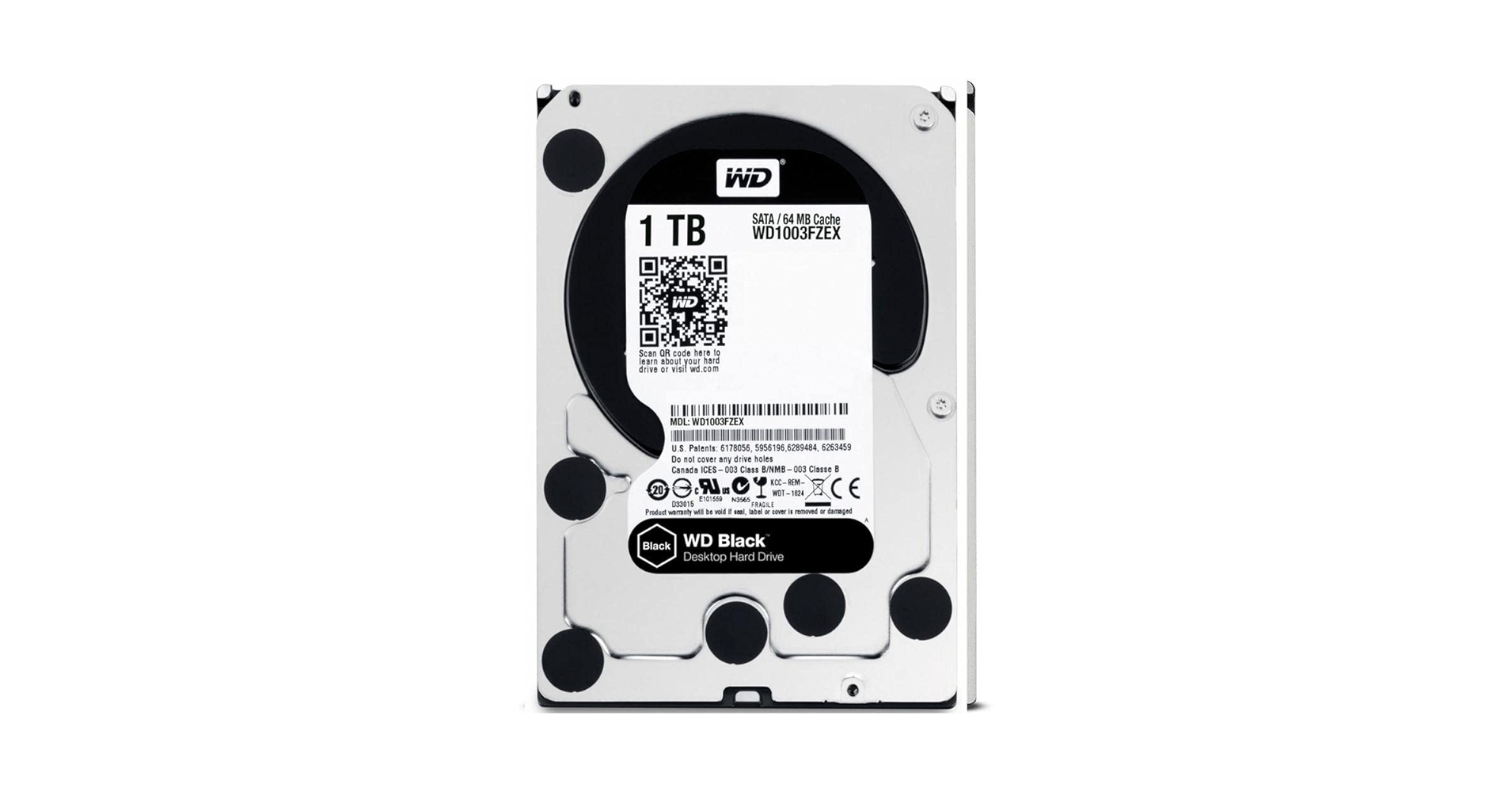 WD_BLACK Western Digital 1TB WD Black Performance Internal Hard Drive HDD - 7200 RPM, SATA 6 Gb/s, 64 MB Cache, 3.5" - WD1003FZEX