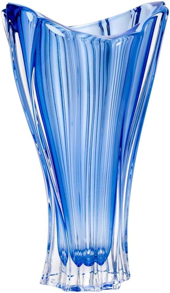 Crystal Vase 12" Blue Flower Vase Bohemia Crystal Home Decor Centerpiece Vase Czech Crystal Glass Wedding Gift