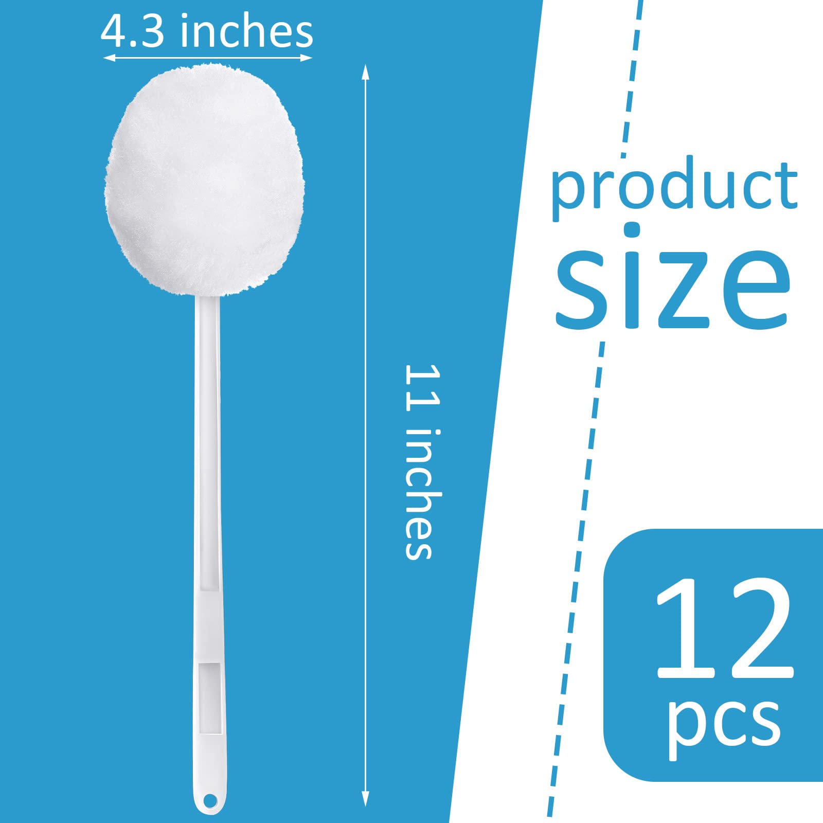 Toilet Bowl Brush White Soft Swab Toilet Bowl Cleaners Disposable Toilet Brush Long Plastic Handled Toilet Bowl Mop with Silk Cotton Brush for Bathroom Toilet Bowl, 11 x 4.3 Inch (12 Pack)