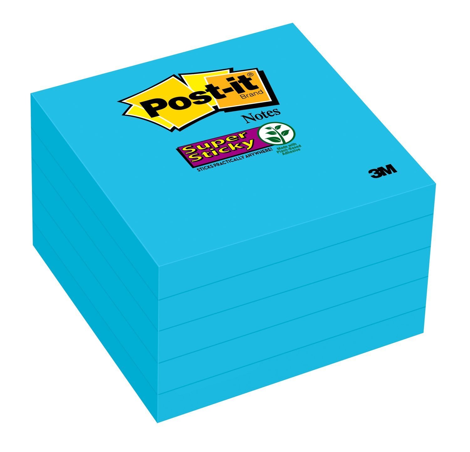 Super Sticky Notes, 3 x 3-Inches 5 Pads Blue