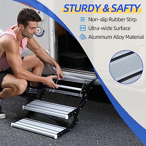 Snapklik.com : RV Steps Adjustable Folding Manual Double Drop Down ...