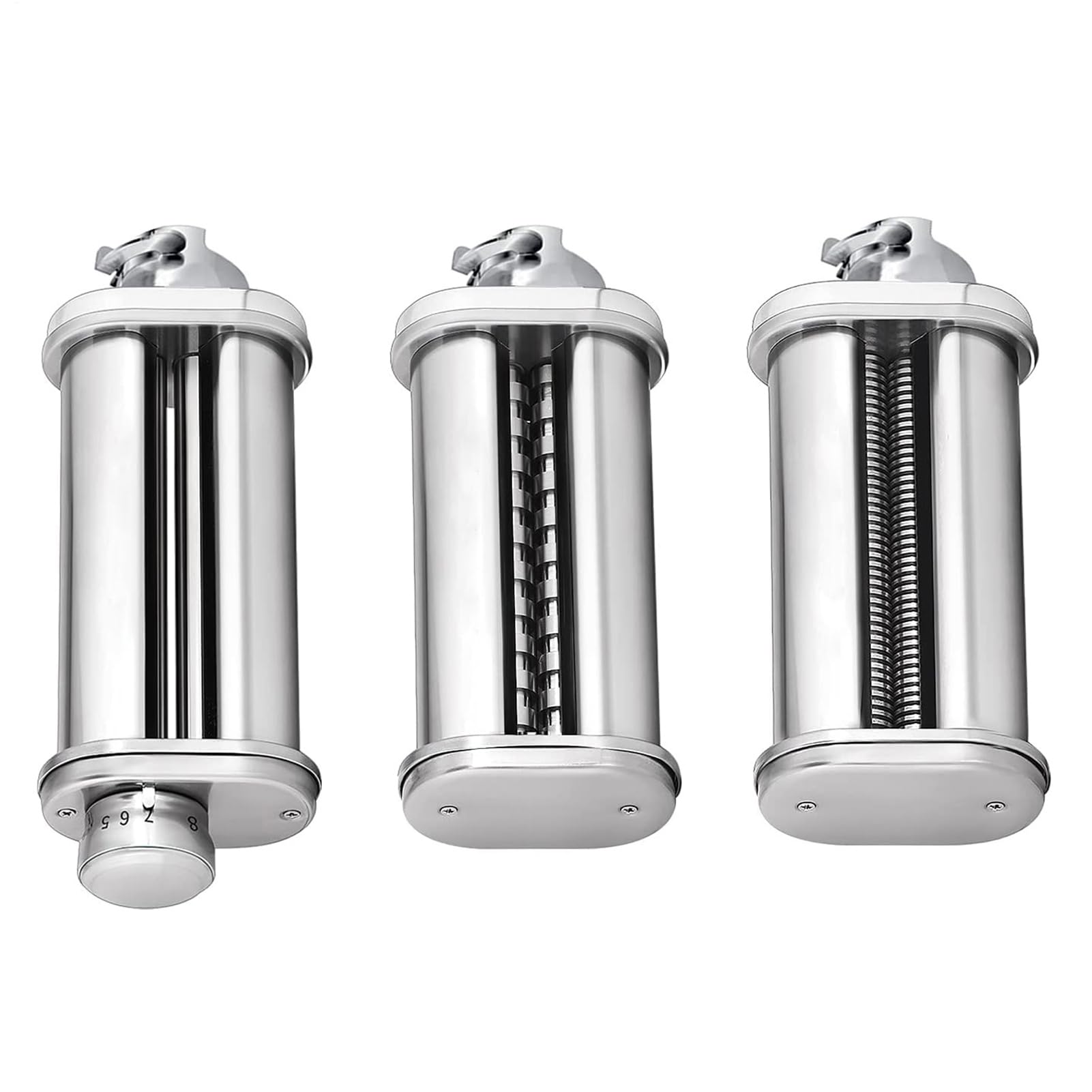 Accesorio de creación de pasta: rollo de de acero inoxidable de 3 | cuchillas de corte de fideos | Rollo de hoja de pasta para pasta casera, espaguetis y herramienta de corte fettuccine con c