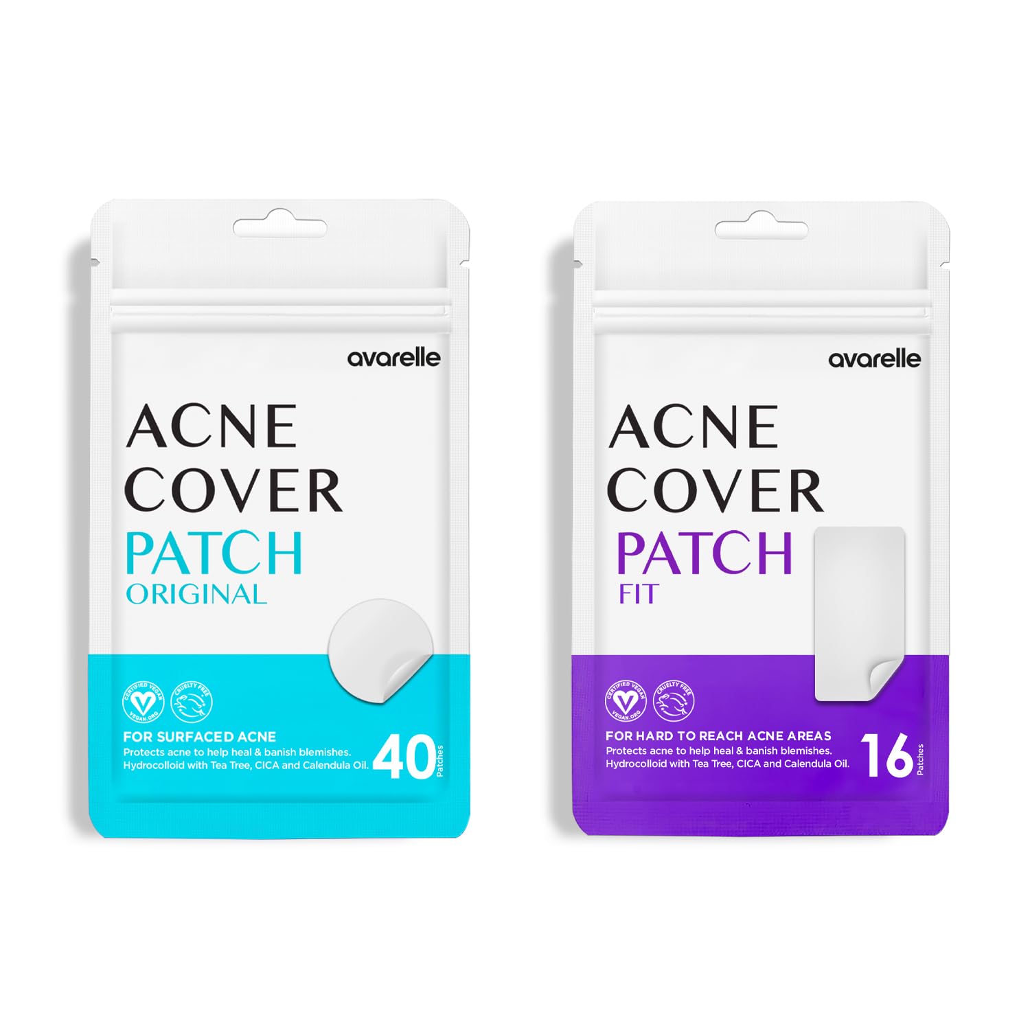 AVARELLE Pimple Patches Hard-to-Reach-and-Remove Combo Hydrocolloid Acne Patch for Blemishes and Zit with Tea Tree Oil Calendula Oil